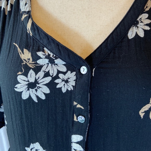 SONOMA Tiered Maxi Dress Black floral Boho 100% Cotton - Picture 3 of 8